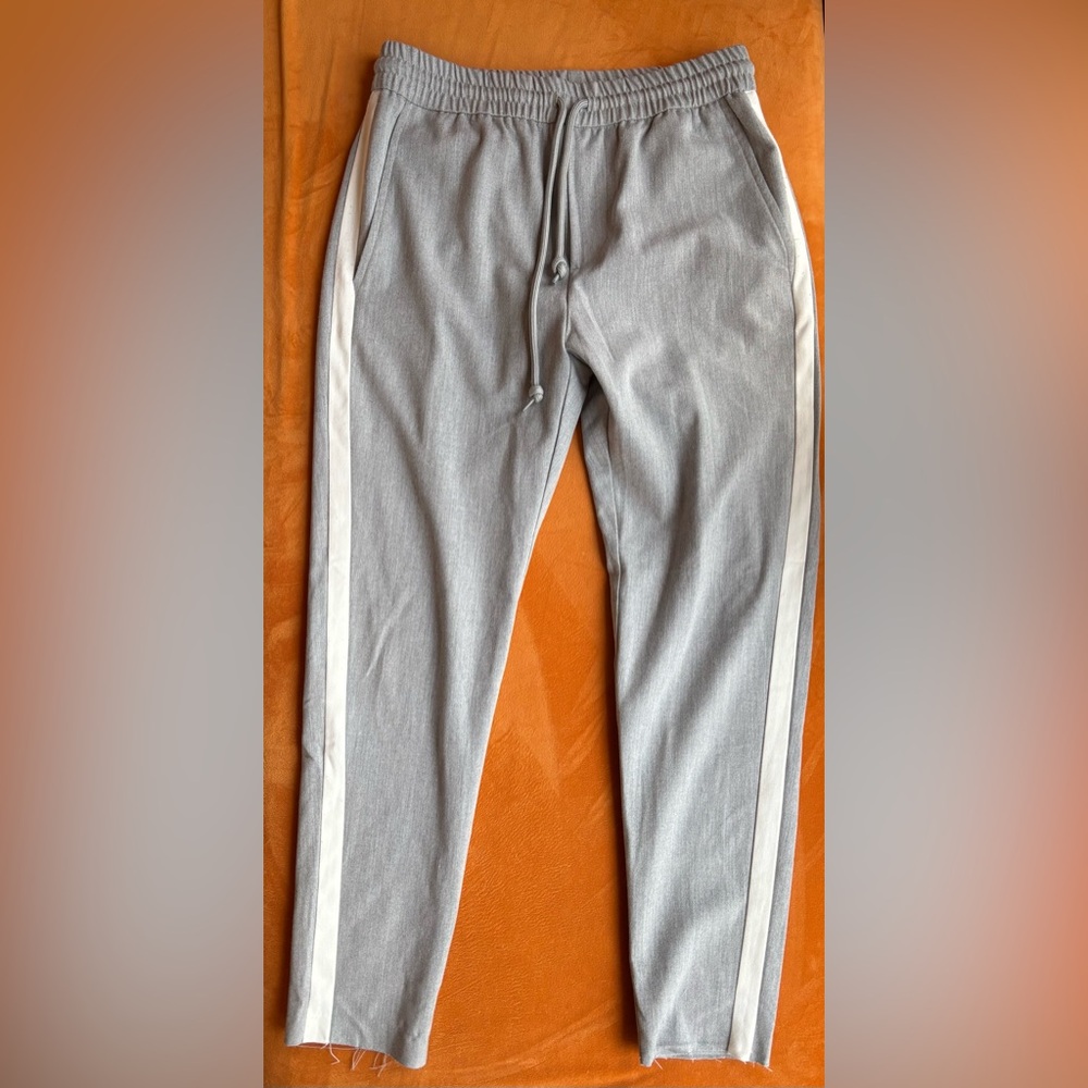 Men's Gray Joggers with White Stripes
